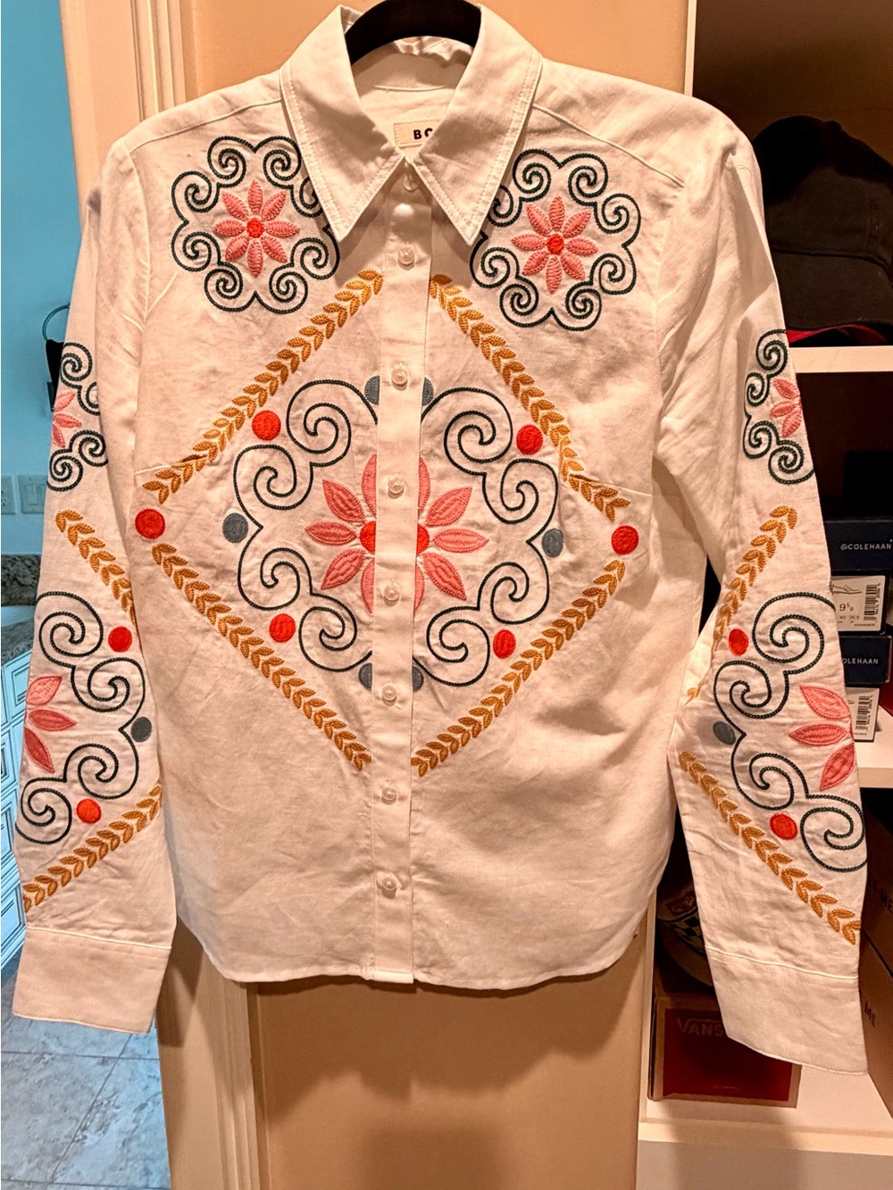 Boden embroidered linen shirt, size 8